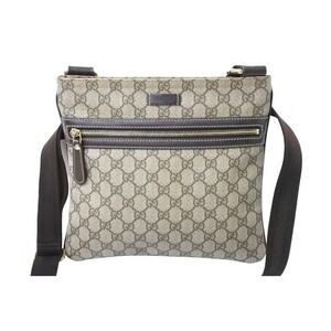 Gucci Gold Beige Supreme Canvas Bag GG Tan Shoulder Leather